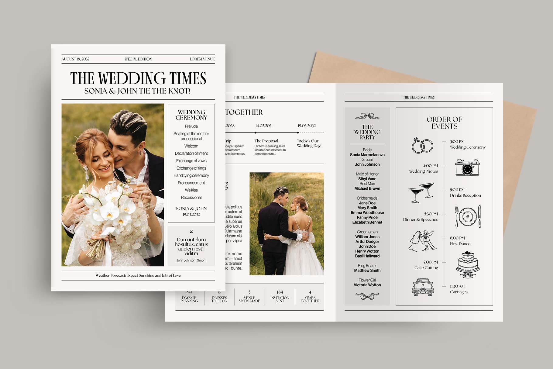 Wedding Newspaper Program Template