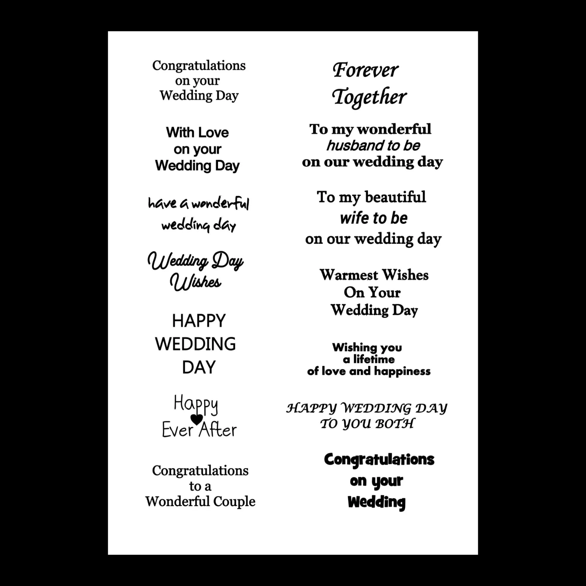 Wedding Sentiments Jpg Digital Sheet