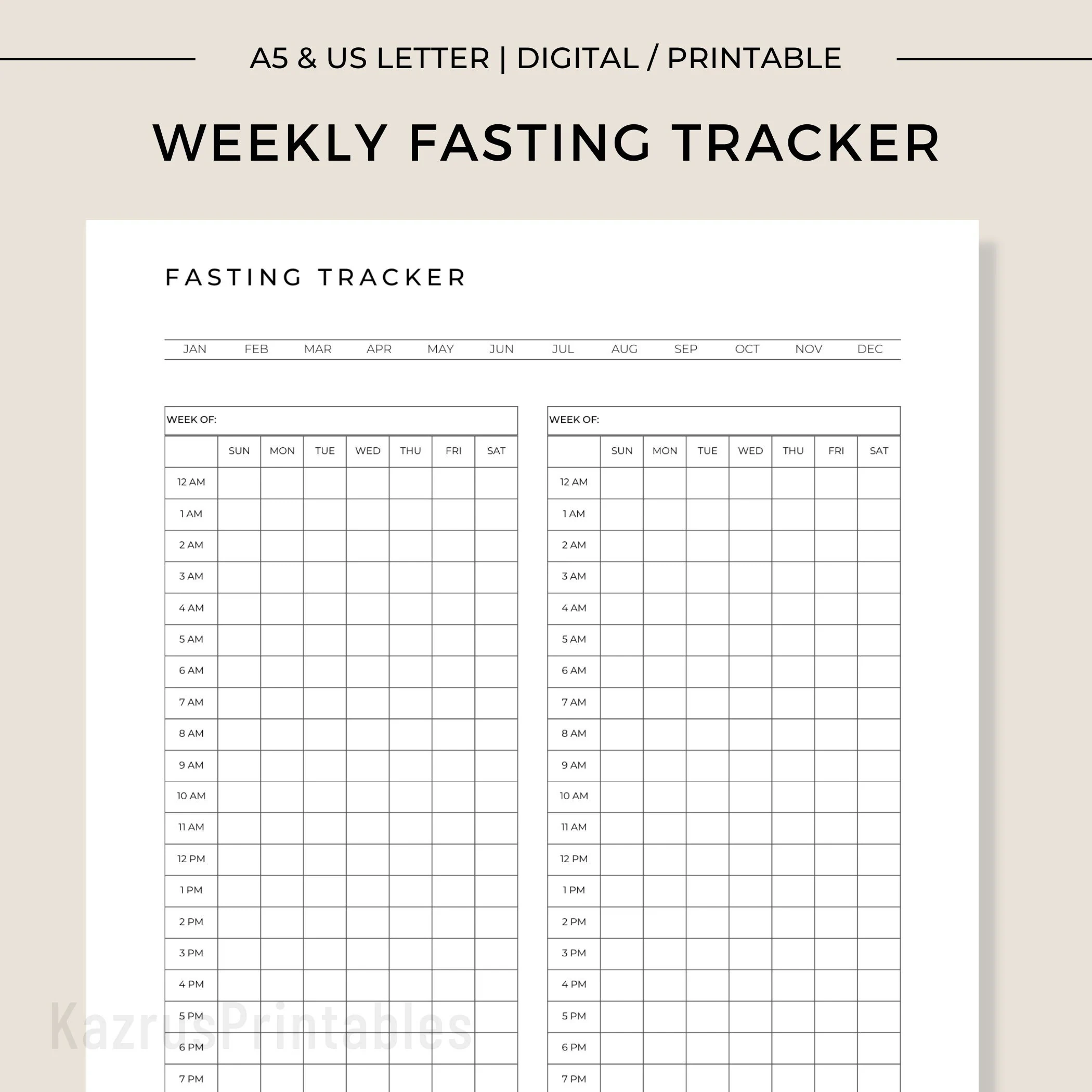Weekly Fasting Tracker Minimalist