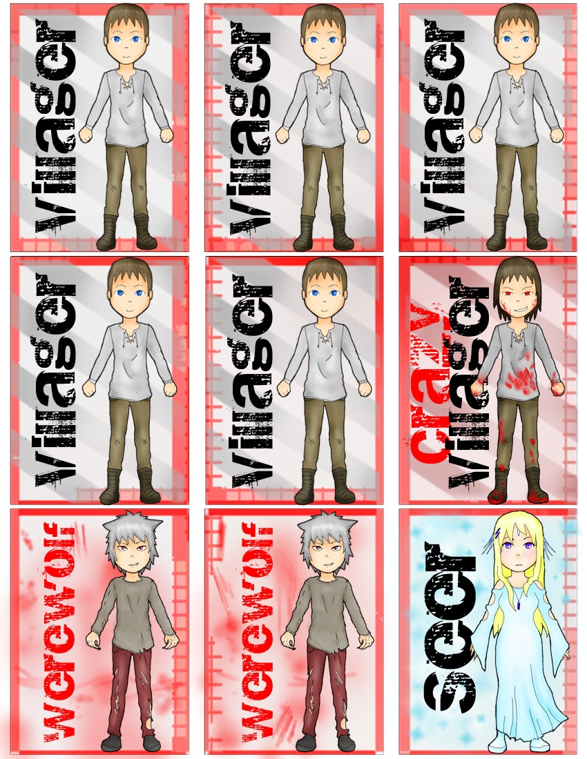 free printable werewolf game cards free printable werewolf game cards