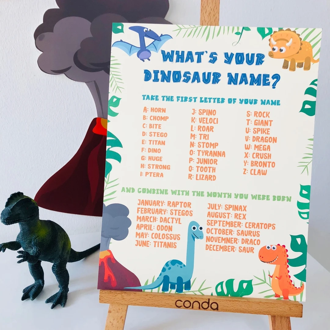 Whats Your Dinosaur Name Party Printable