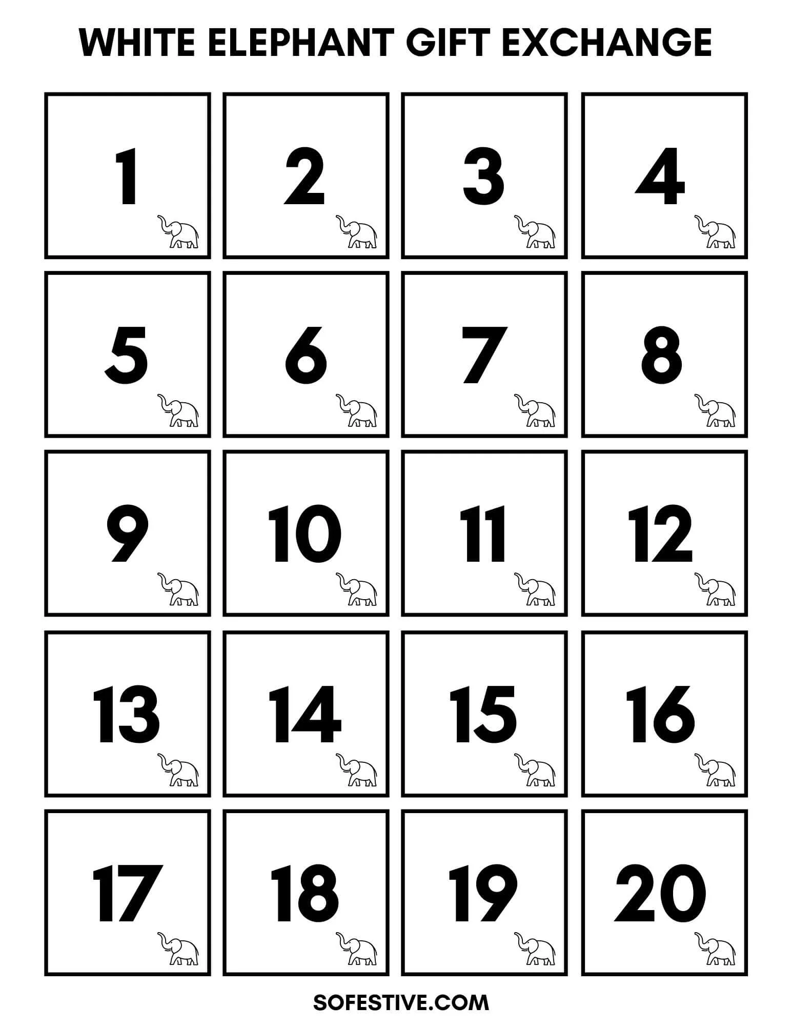 White Elephant Gift Exchange Numbers