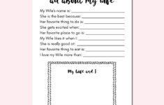 Wife Questionnaire Mothers Day Printable