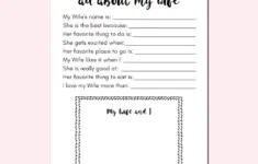 Wife Questionnaire Mothers Day Printable