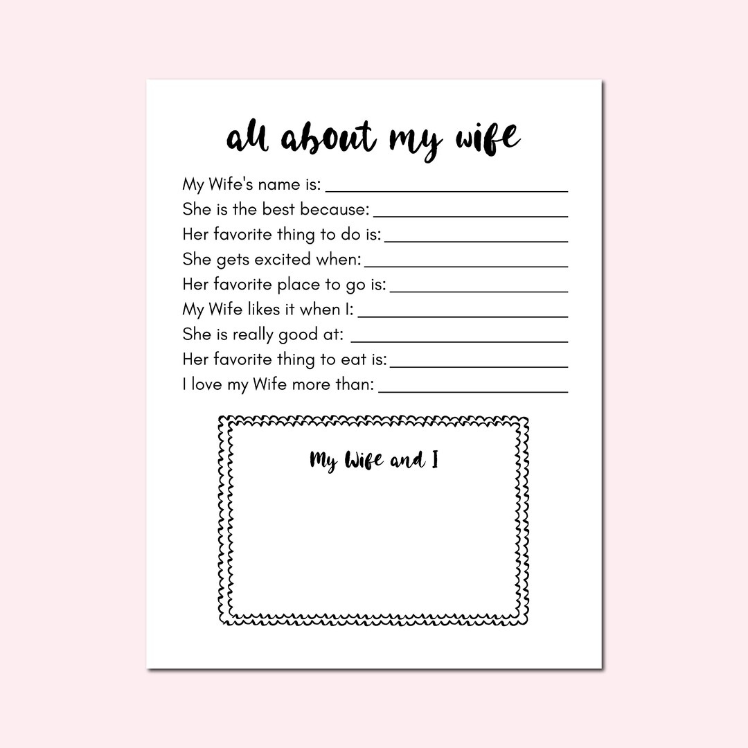 Wife Questionnaire Mothers Day Printable Wife Questionnaire Mothers Day Printable
