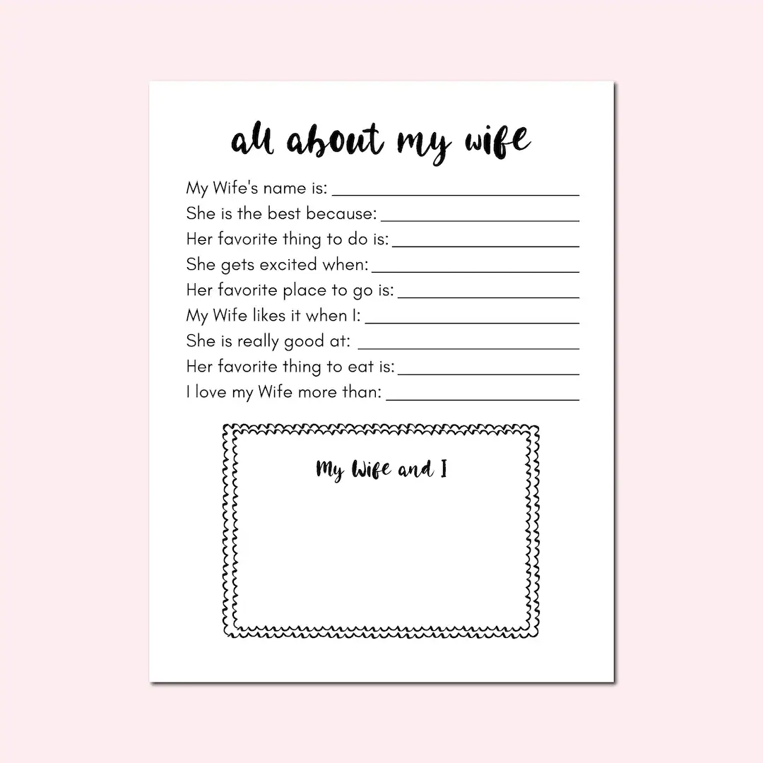 Wife Questionnaire Mothers Day Printable Wife Questionnaire Mothers Day Printable