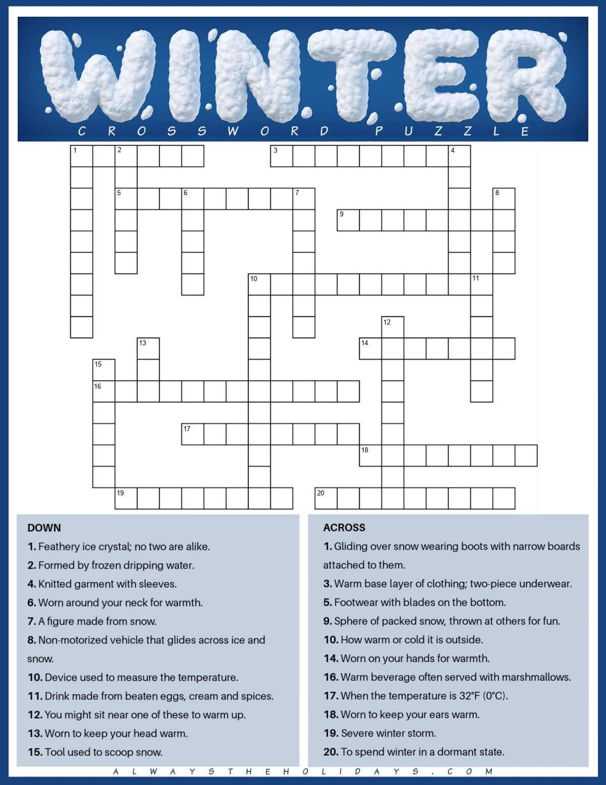 Winter Crossword Puzzle