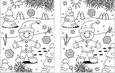 Winter Holidays Christmas Or New Year Themed Find The Ten Differences Picture Puzzle And Coloring Page With Ginger Man Cookie Image211325961