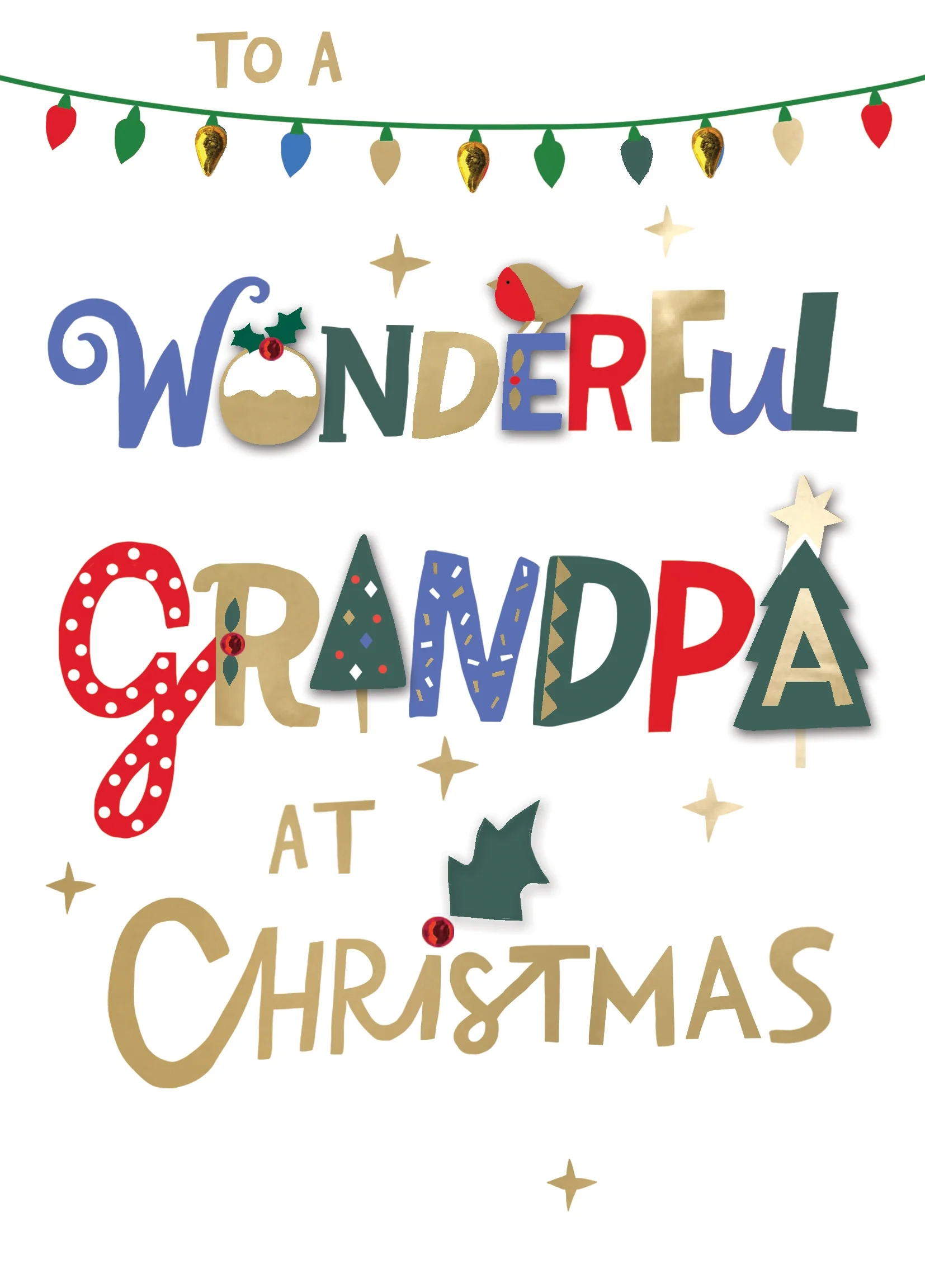 Wonderful Grandpa Fun Xmas Hand Finished Christmas Card