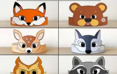 Woodland Animal Crowns Colored For Coloring