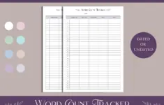 Word Count Tracker Daily Writing Log