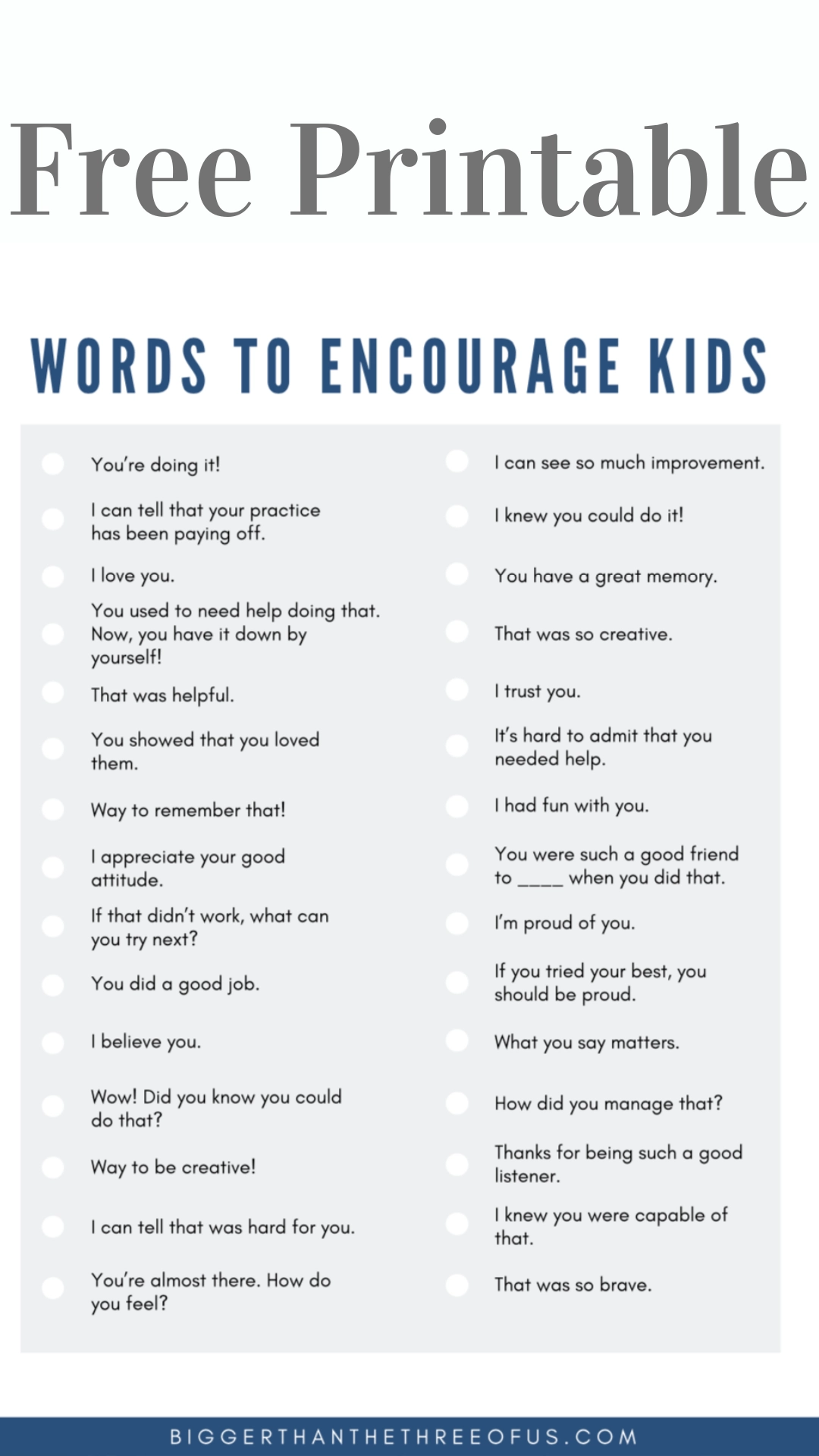 Words Of Encouragement For Kids