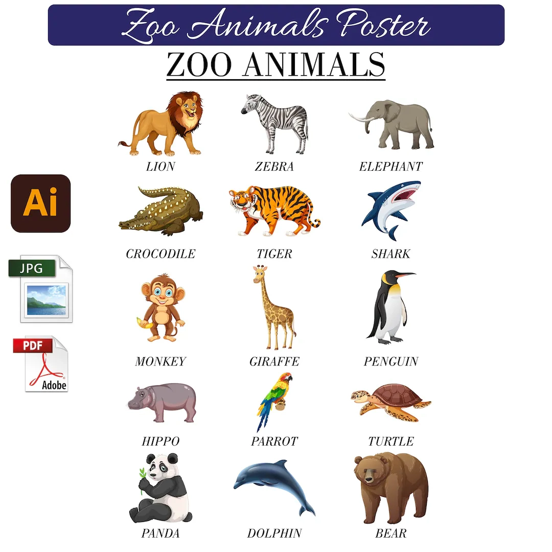 free printable zoo animal names free printable zoo animal names